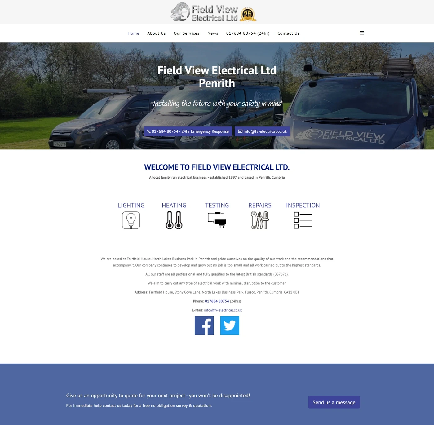 The old website: Field View Electricals Ltd original website