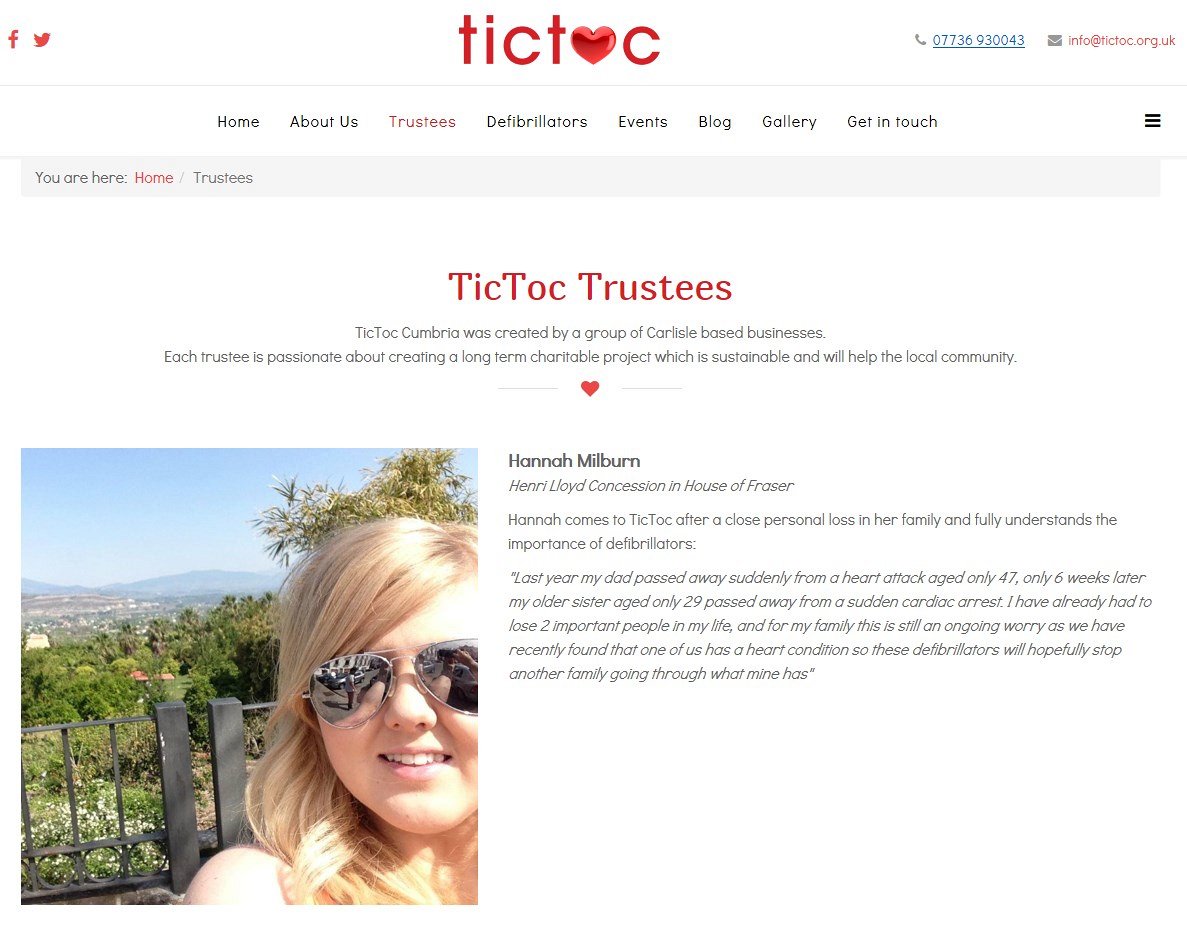 A new website design for TicToc - A charity in Cumbria