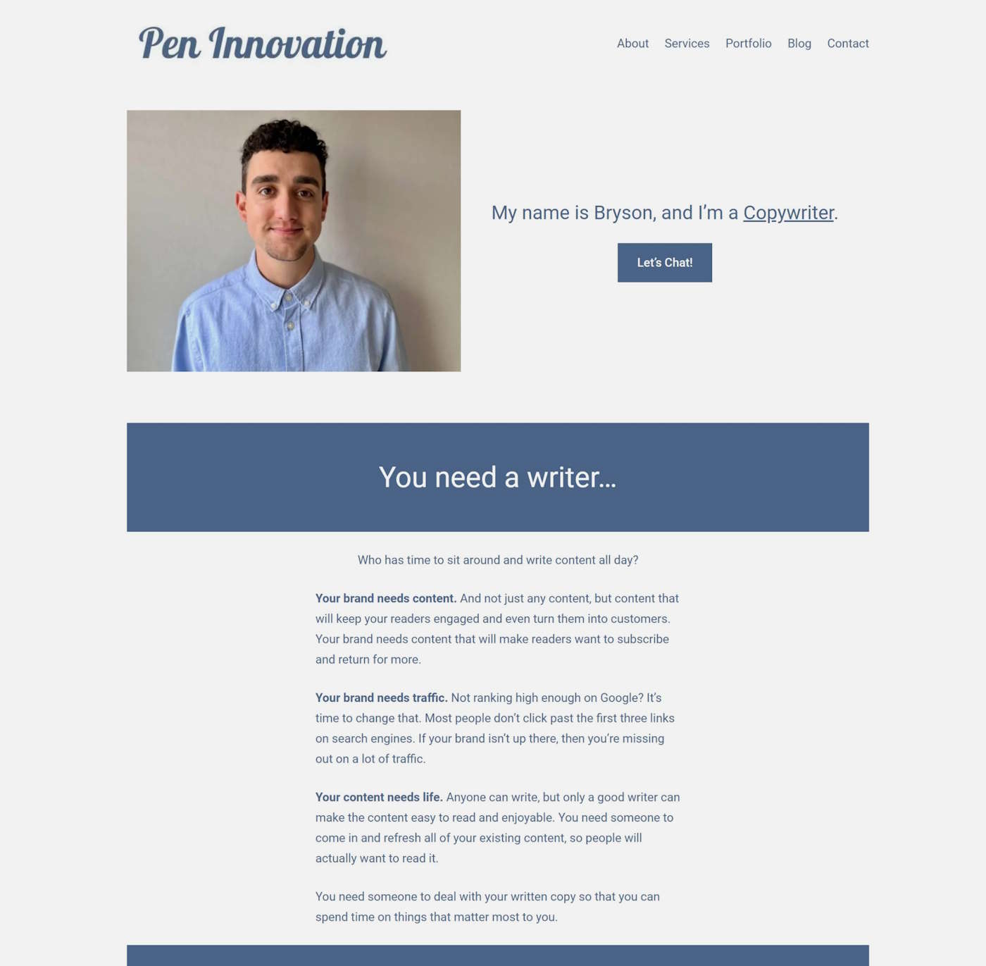 The original Pen Innovation website design