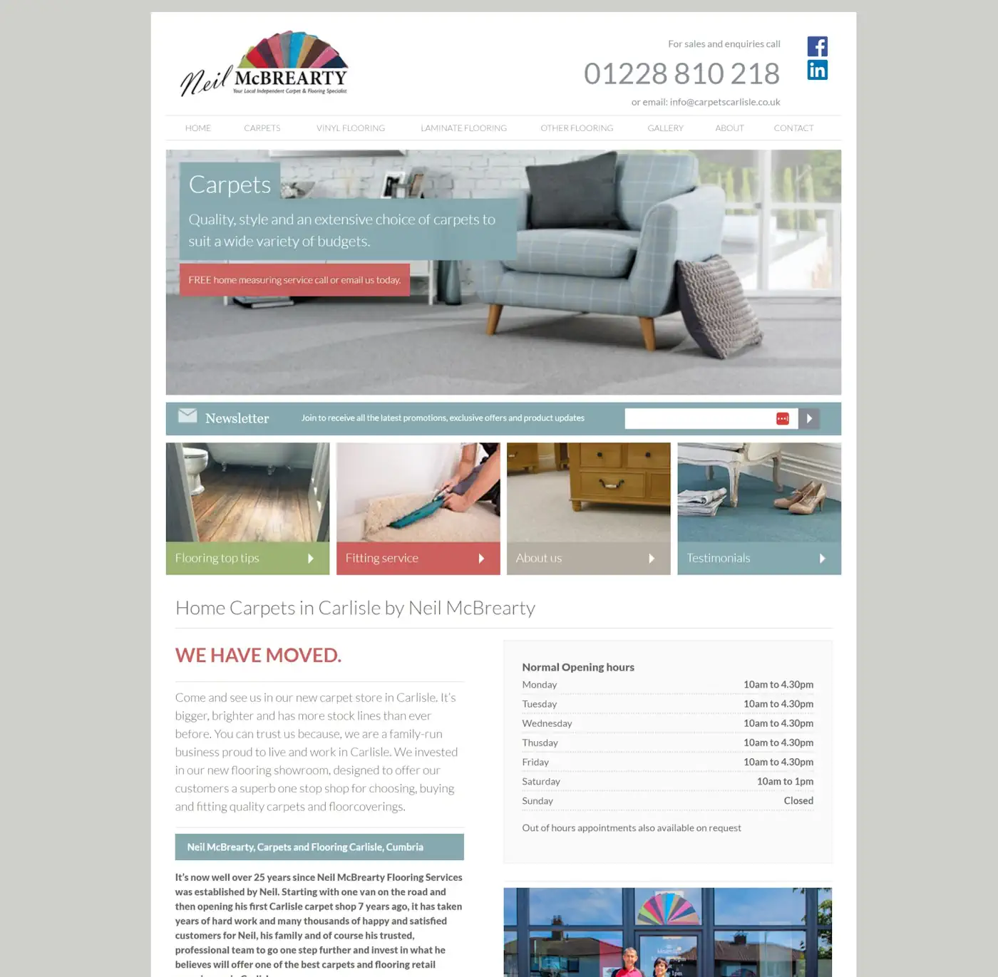 The original Neil McBrearty Carpets website design